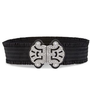 Chicos  Rhinestone  Embellished Buckle  Black Stetch Belt Size Medium
